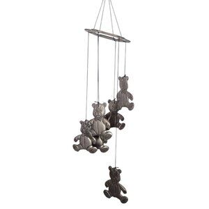 Vintage Pewter Teddy Bear Hanging Wind Chimes Porch Nursery